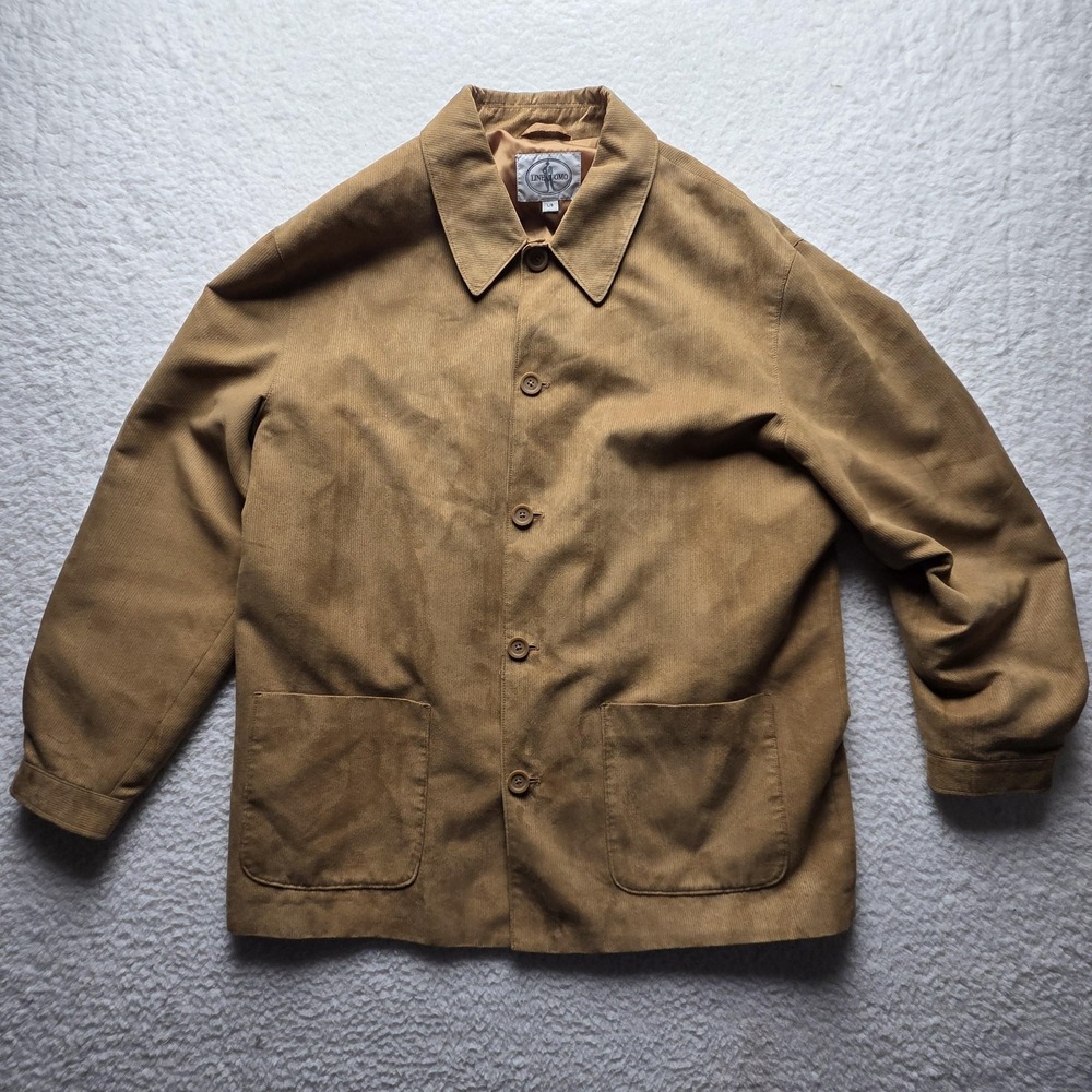 Linea Uomo Coat Mens Large Brown Corduroy Overcoat Button Front Lined Pockets